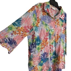 Multicolor‎ Floral Alfred Dunner Button Up Blouse Size 16